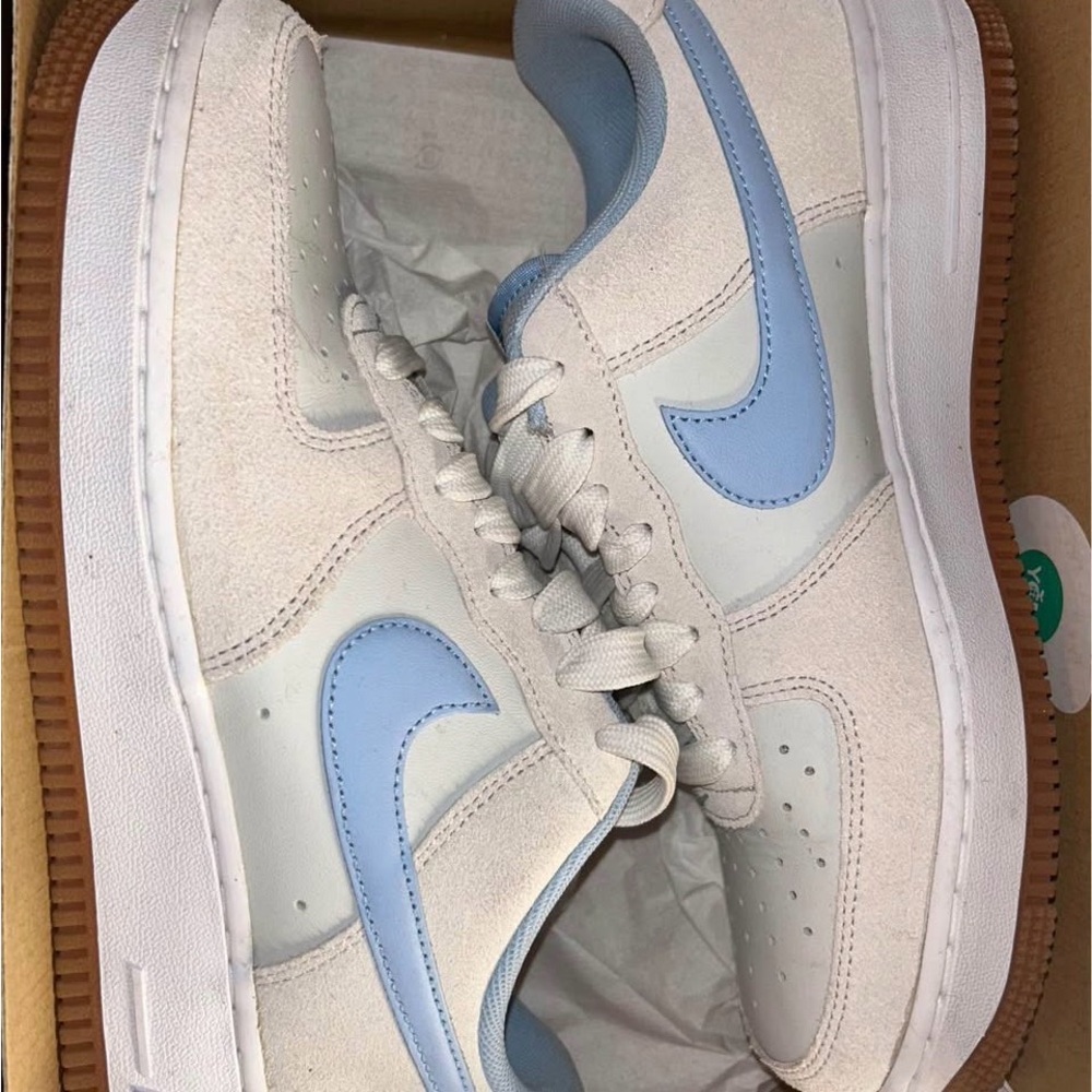 Nike Cream and Light Blue Sneakers